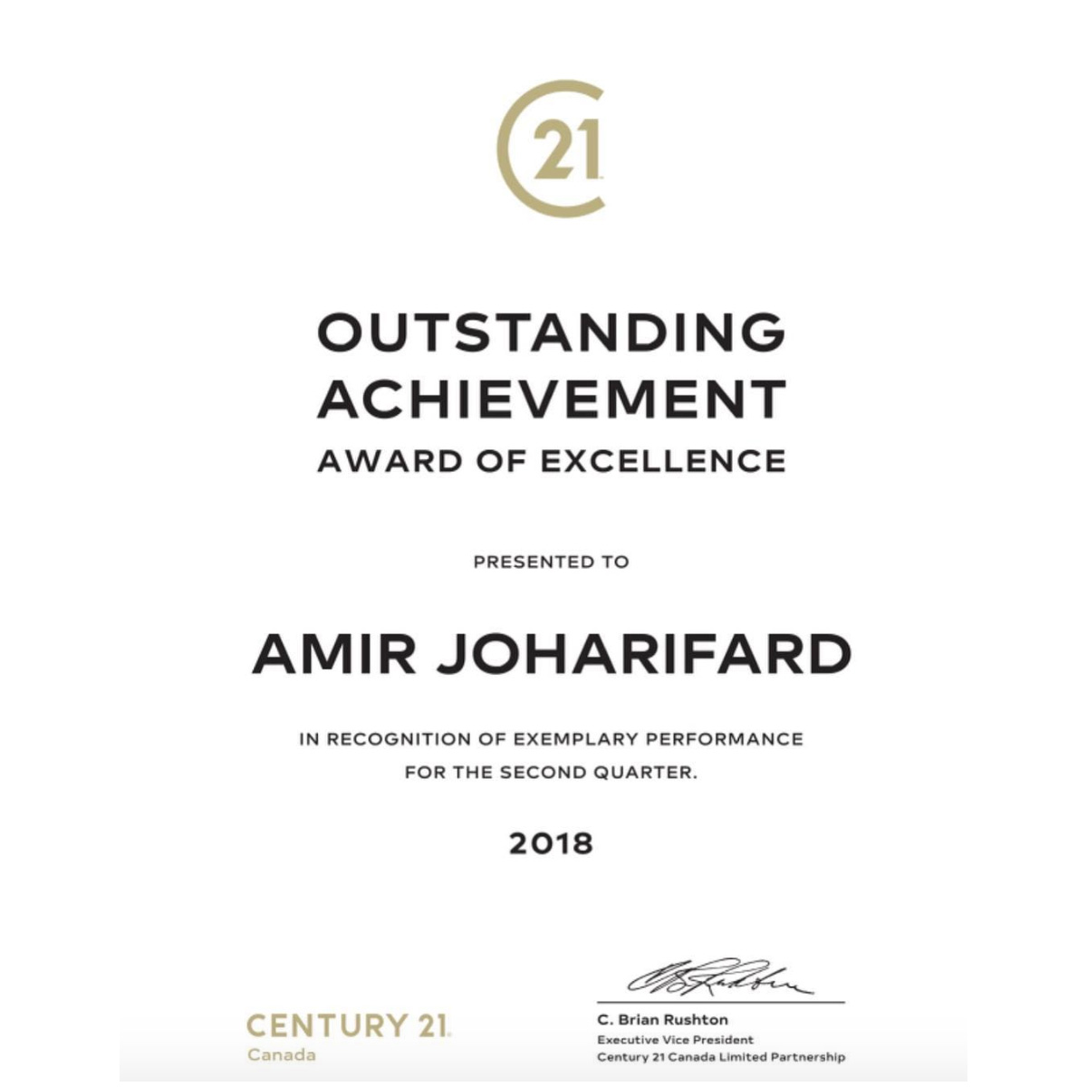 Out standing achievement 2nd quarter 2018